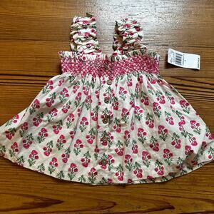 NWT Jessica Simpson white pink floral smocked tank top SIZE 5